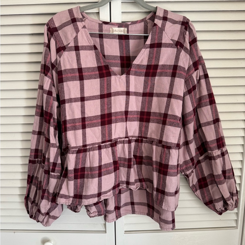 Plaid V-Neck Women's Top
